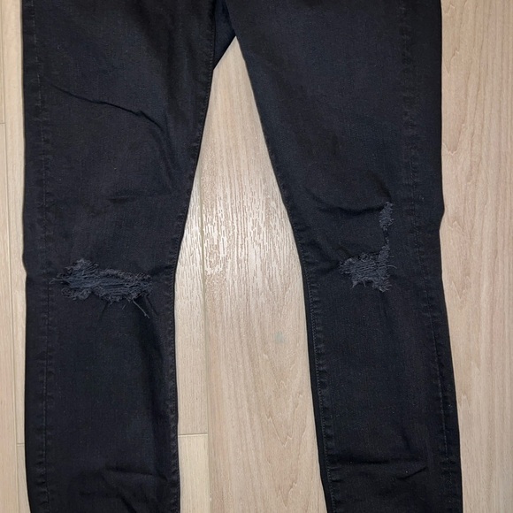 Mother Looker Ankle Fray Jeans Size 26 Guilty As Sin Distressed Black Denim - Picture 4 of 12